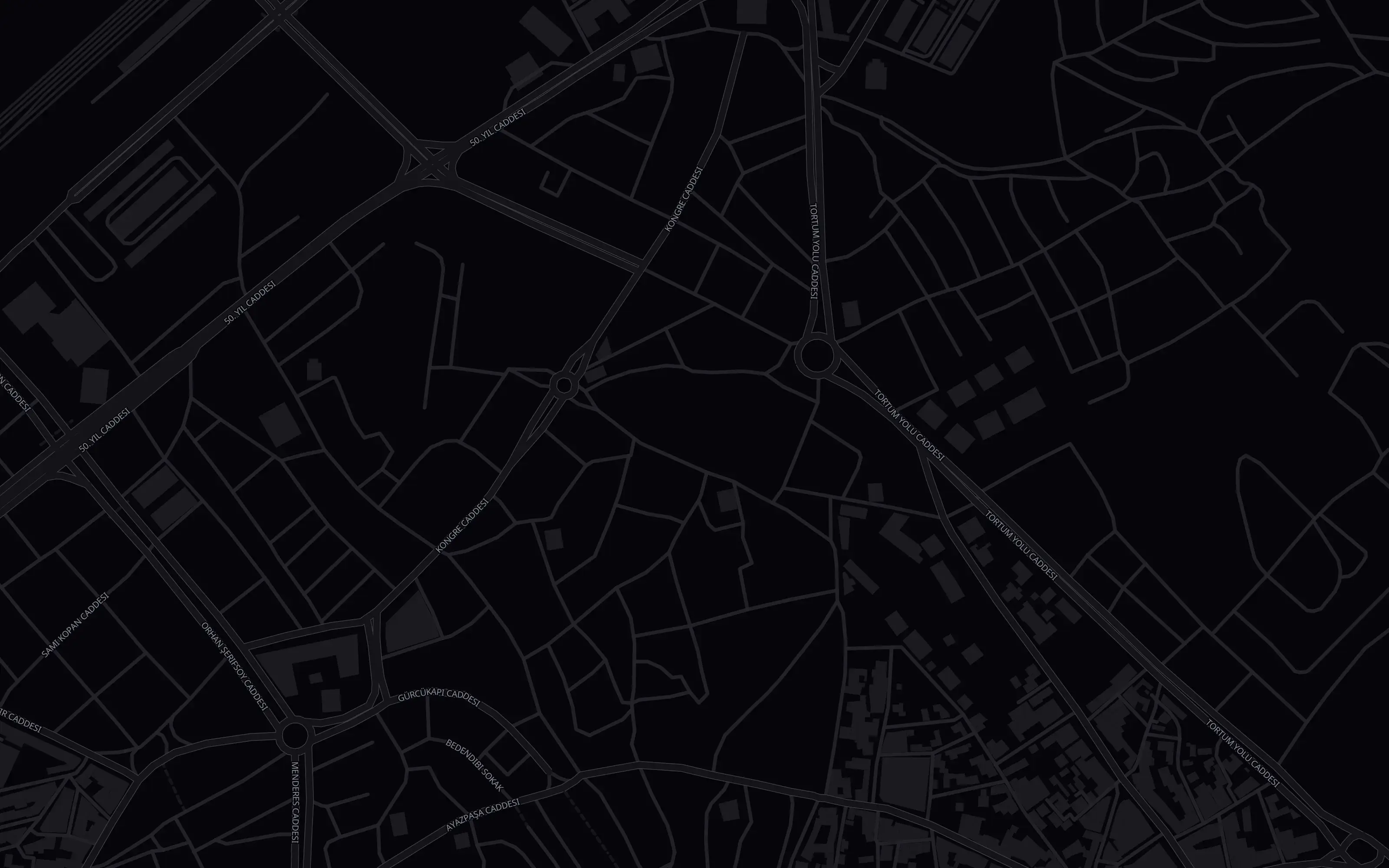 Yakutiye / Erzurum haritası. Turuncu iğne ofisimizi, numaralı soluk noktalar aynı aramada çıkan diğer işletmeleri gösteriyor.