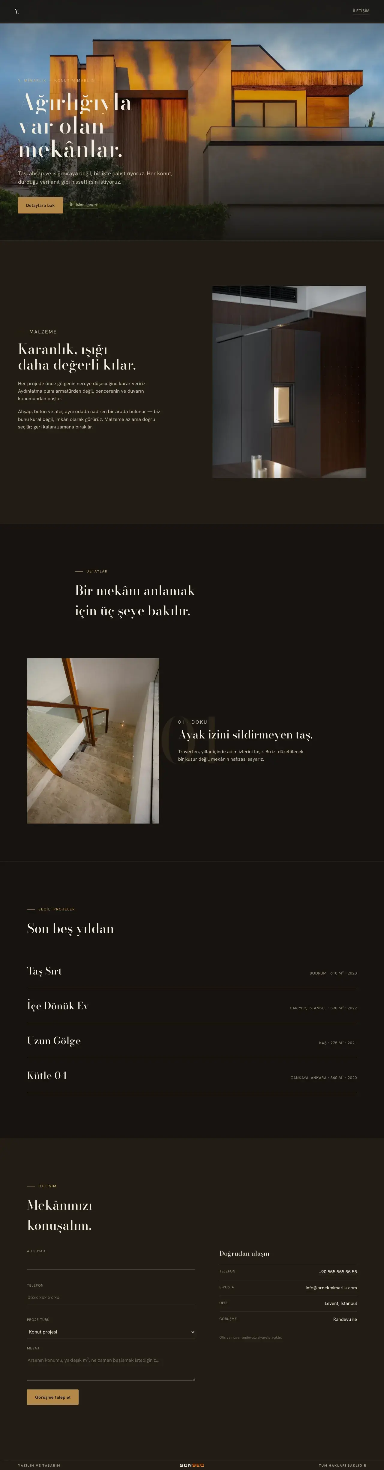 Mimarlık ofisi için örnek site tasarımı